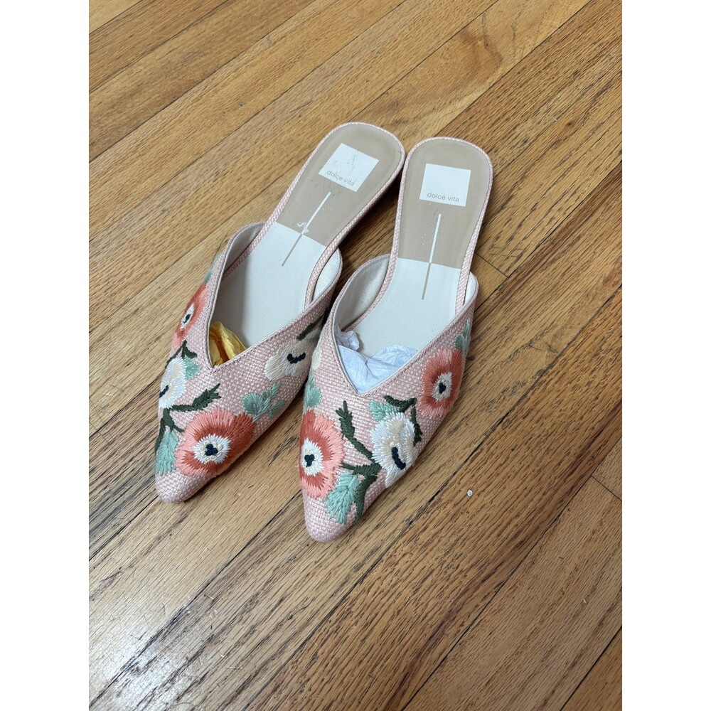 Dolce Vita Anthropologie Elm Floral embroidered flats women’s 8 pink work shoes
